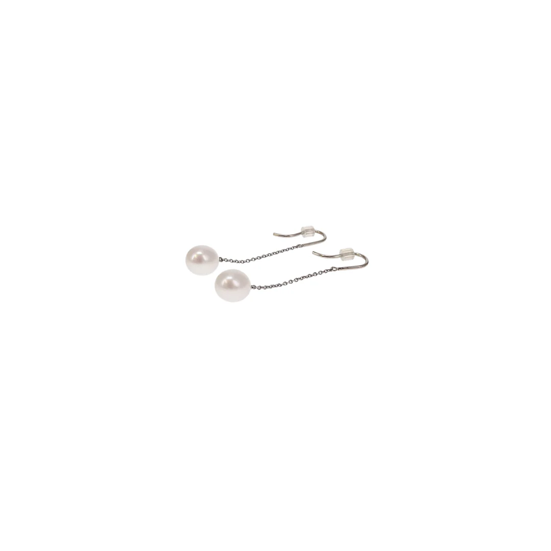 Tiffany & Co Elsa Peretti Sterling Silver Pearls By The Yard Drop Earrings - Image 7