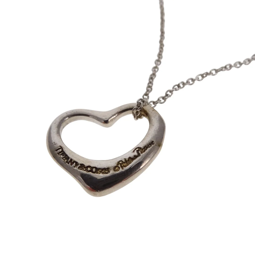 Tiffany & Co Open Heart Pendant On Chain In Sterling Silver Elsa Peretti - Image 6