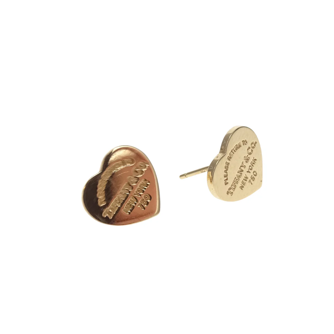 Tiffany & Co RTT Heart Stud Earrings 18k Yellow Gold - Image 3
