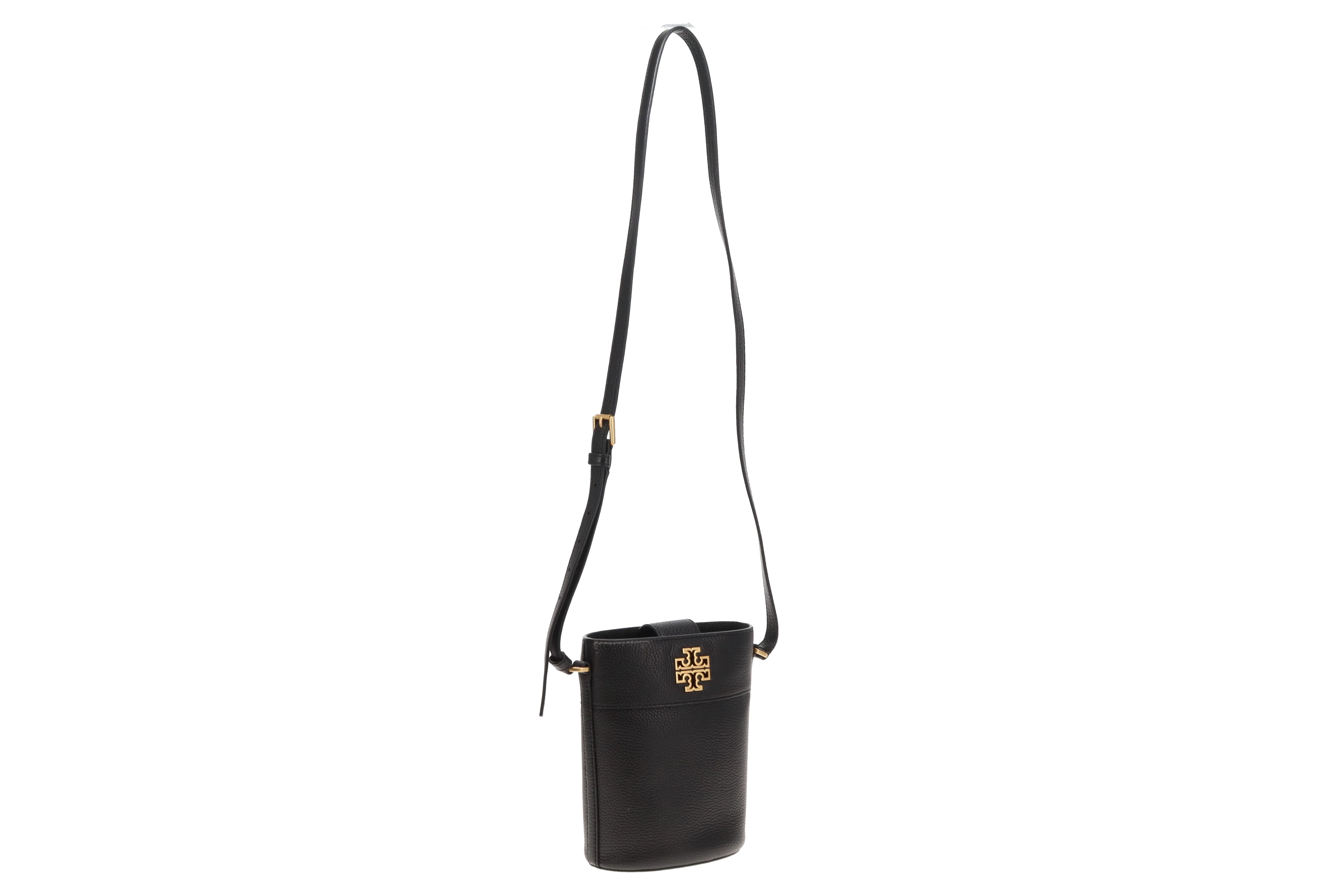 Tory Burch Britten Pebbled Leather Bucket Bag Black - Image 5