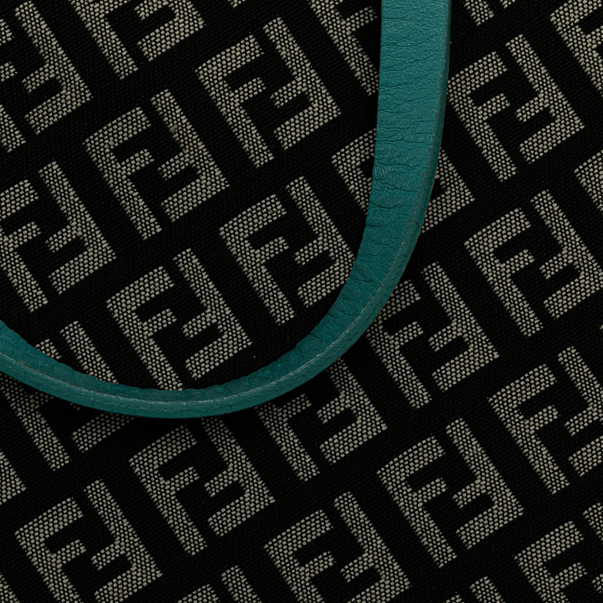 Fendi Black Zucchino Canvas Blue Leather Trim Tote - Image 12